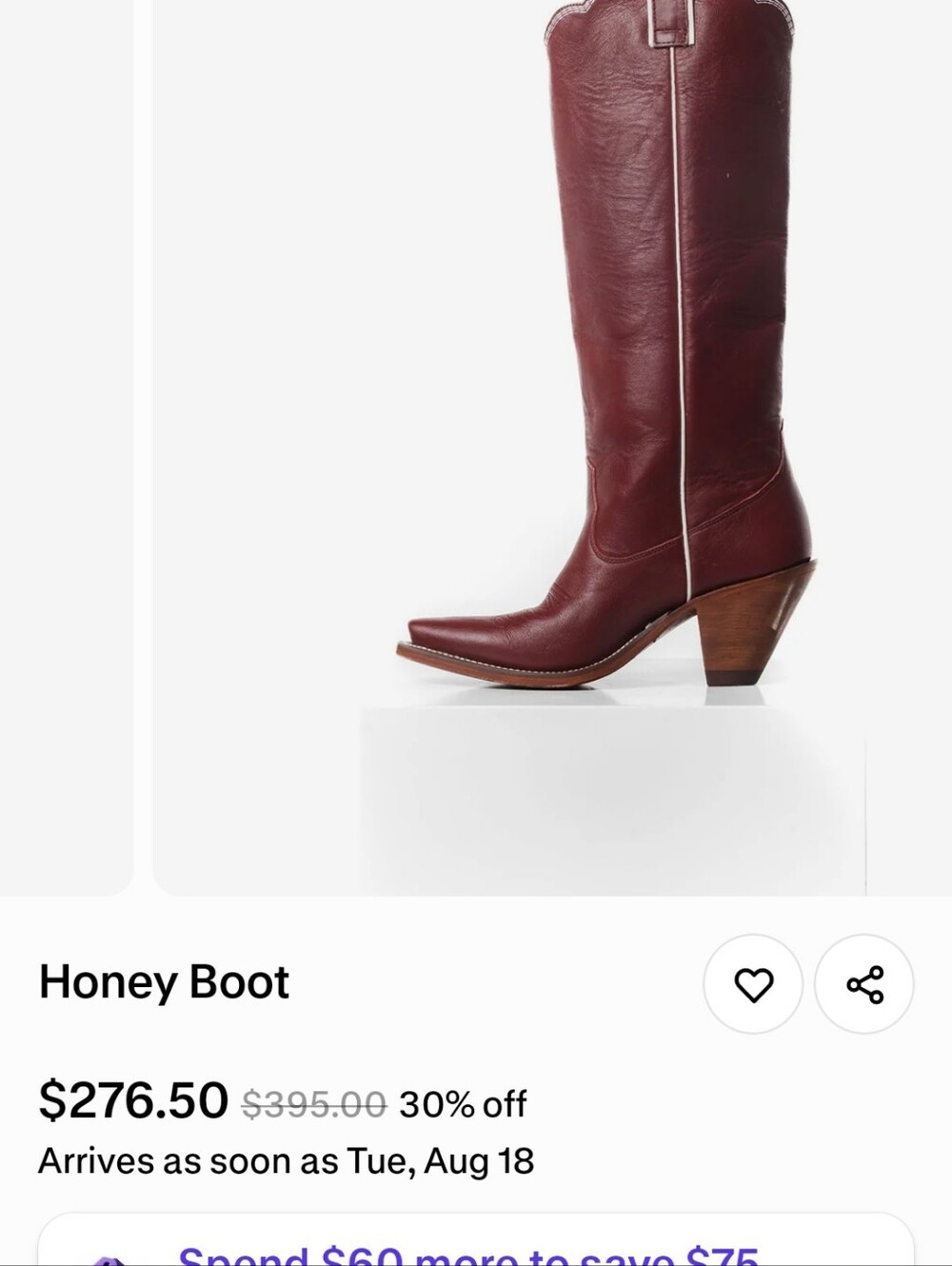 Women’s Burgundy Embroidered Cowboy Boots. Never Worn - Picture 8 of 10